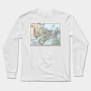 Map of New Brunswick, Nova Scotia, Prince Edward Island & Newfoundland Long Sleeve T-Shirt